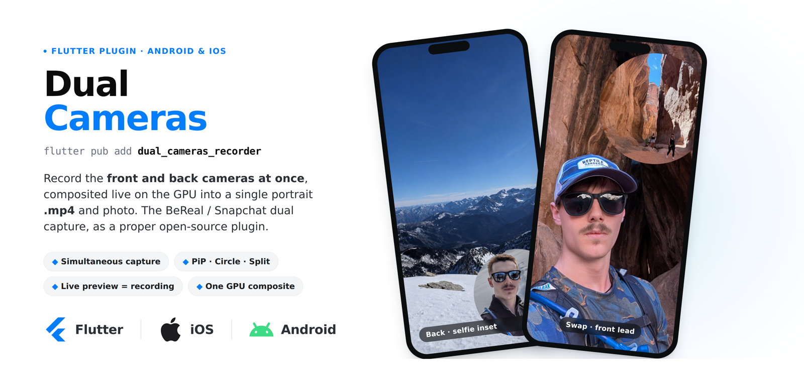 Front Camera Feature Dual Cameras: record the front and back camera at once in Flutter ...